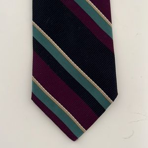 Hugo Boss Navy, Maroon, Green Striped Silk Tie